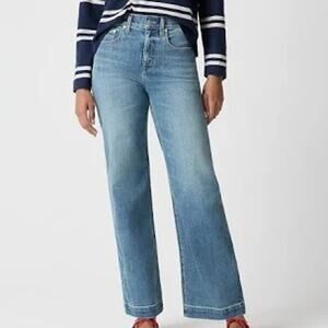 J. Crew Classic High Rise Wide-Leg Jeans in All Day Stretch Denim Blue 31 / 12